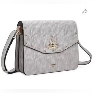 New Dune London Gray Structured Jeweled Crossbody Bag